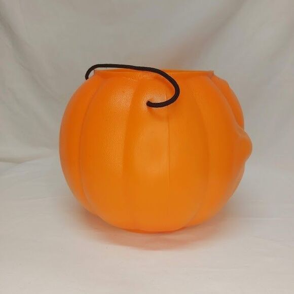 Vtg Norfolk Halloween Pumpkin Blow Mold Pail Bucket Trick-or-treat Made In USA - Picture 4 of 6